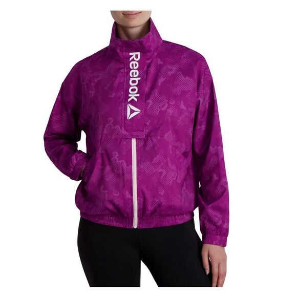 NEW Reebok Womens Mesh Lined Printed Focus Track Jacket with Front Pockets Flap - Picture 1 of 9